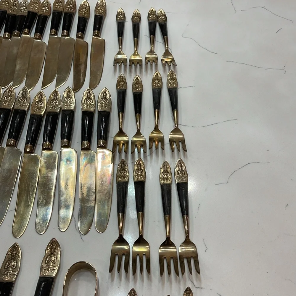 Vintage PCL SIAM Brass Wood BUDDHA 71 pieces
